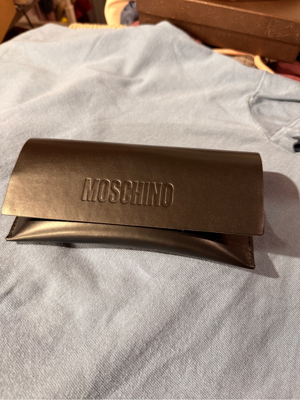 Pre-Owned Moschino Sunglass w/Black Embossed Leather case